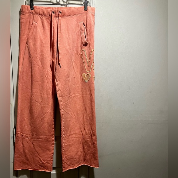Victoria’s Secret orange boyfriend sweatpants with sequins - Picture 1 of 10